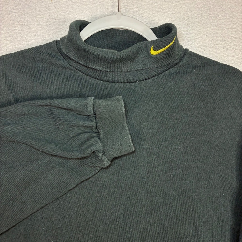 Vintage Nike Turtleneck Long Sleeve T Shirt Men M Green Workout 90s Made USA
